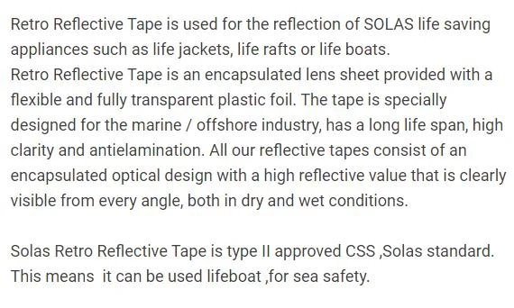description SOLAS tape