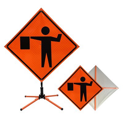 Dingfei Flagger Ahead Roll Up Sign